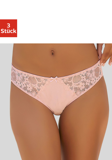 Bild: Slip von petite fleur: PETITE FLEUR: Slip im 3er-Pack. Spitzeneinsätze seitlich. Mit Baumwollzwickel. Aus 86%Polyester, 14%Elasthan.