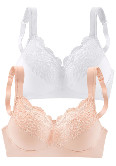 PETITE FLEUR Soft-BH Damen pfirsich+weiß Gr.100G