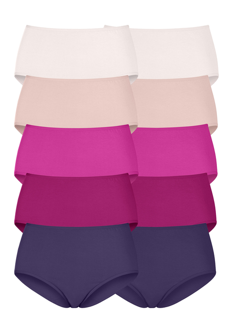 Bild: Taillenslip von petite fleur: Hüftslips im praktischen 10er-Pack in verschiedenen Farbvarianten. Elastische Einfassungen am Bund und an den Beinausschnitten. Einsatz von Baumwolle, die die Initiative Cotton made in Africa unterstützt.