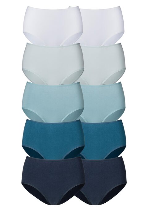 Bild: Taillenslip von petite fleur: Hüftslips im praktischen 10er-Pack in verschiedenen Farbvarianten. Elastische Einfassungen am Bund und an den Beinausschnitten. Einsatz von Baumwolle, die die Initiative Cotton made in Africa unterstützt.