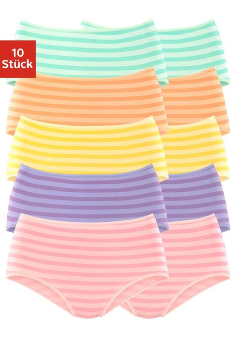 Bild: Taillenslip von petite fleur: Taillenslips im praktischen 10er-Pack mit klassischem Streifenmuster. Elastische Einfassungen am Bund und an den Beinausschnitten. Einsatz von Baumwolle, die die Initiative Cotton made in Africa unterstützt.