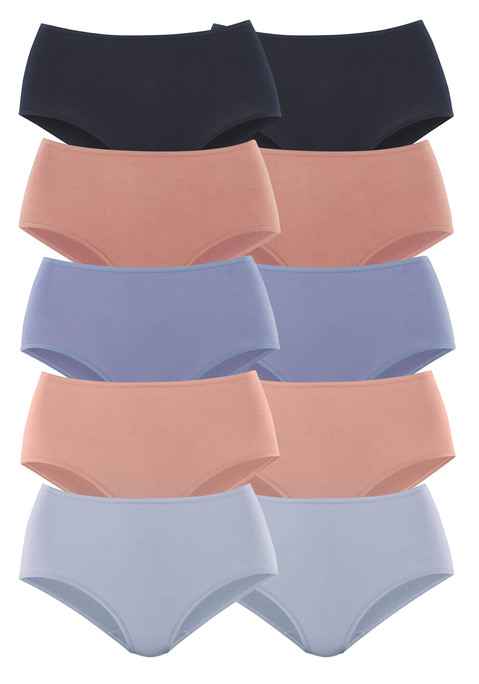 Bild: Taillenslip von petite fleur: Hüftslips im praktischen 10er-Pack in verschiedenen Farbvarianten. Elastische Einfassungen am Bund und an den Beinausschnitten. Einsatz von Baumwolle, die die Initiative Cotton made in Africa unterstützt.