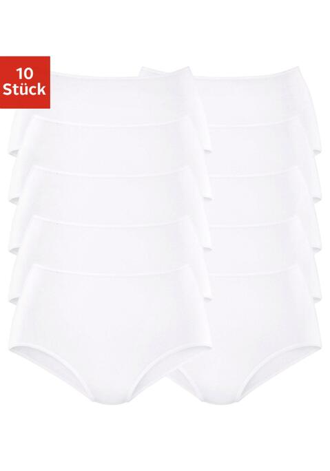 Bild: Taillenslip von petite fleur: Hüftslips im praktischen 10er-Pack in verschiedenen Farbvarianten. Elastische Einfassungen am Bund und an den Beinausschnitten. Einsatz von Baumwolle, die die Initiative Cotton made in Africa unterstützt.