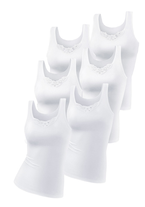 Bild: Unterhemd von petite fleur: Mit unterschiedlichen Spitzeneinsätzen vorn. Länge ca. 66cm.  Feinripp, reine Baumwolle.