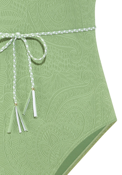 Bild: Badeanzug von s.Oliver: Badeanzug mit Ton-in-Ton-Strukturmuster von s.Oliver. Dekorative Kordel in der Taille. Herausnehmbare Softcups. Schmale, verstellbare Träger. Elastische Qualität.