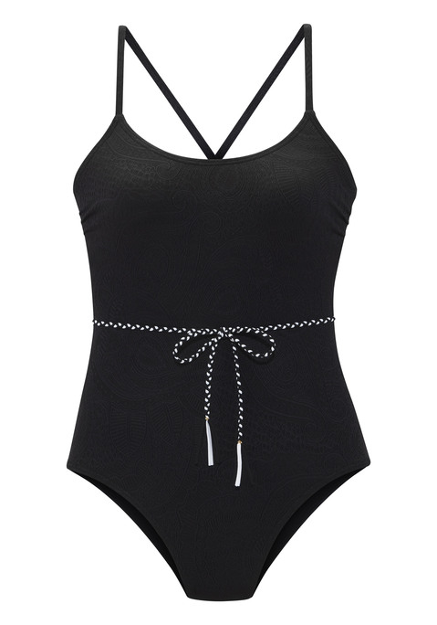 Bild: Badeanzug von s.Oliver: Badeanzug mit Ton-in-Ton-Strukturmuster von s.Oliver. Dekorative Kordel in der Taille. Herausnehmbare Softcups. Schmale, verstellbare Träger. Elastische Qualität.