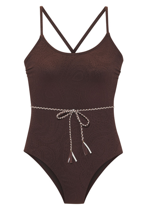 Bild: Badeanzug von s.Oliver: Badeanzug mit Ton-in-Ton-Strukturmuster von s.Oliver. Dekorative Kordel in der Taille. Herausnehmbare Softcups. Schmale, verstellbare Träger. Elastische Qualität.