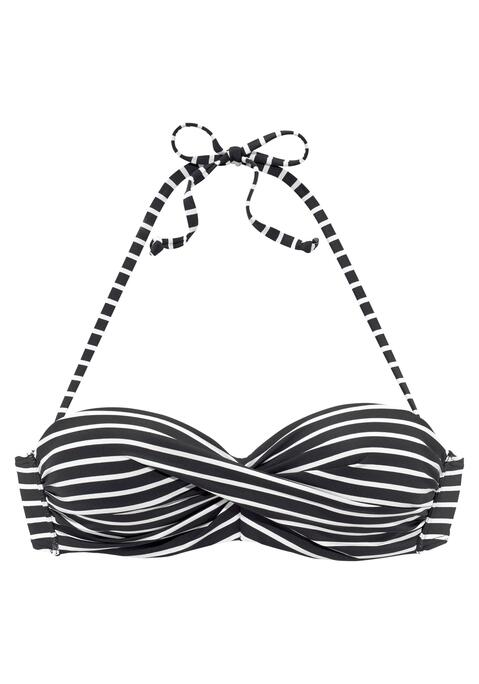 S.OLIVER Bandeau-Bikini-Top Damen schwarz-weiß-gestreift Gr.34 Cup C