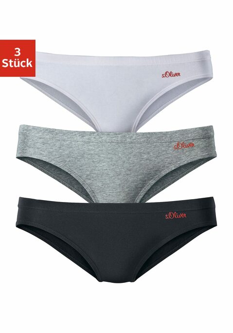 Bild: Bikinislip von s.Oliver: s.Oliver Bikinislips im praktischen 3er-Pack. Mit rotem Logodruck an der Seite. Aus hochwertiger Baumwoll-Stretch-Qualität.