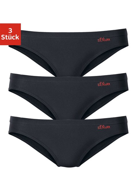 Bild: Bikinislip von s.Oliver: s.Oliver Bikinislips im praktischen 3er-Pack. Mit rotem Logodruck an der Seite. Aus hochwertiger Baumwoll-Stretch-Qualität.
