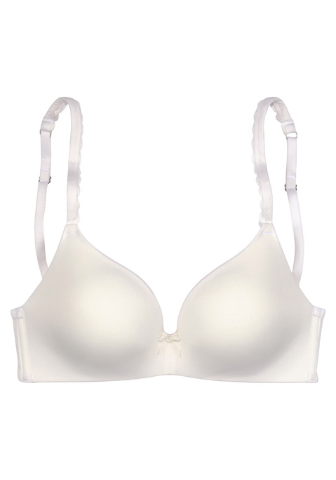 Bild: Bralette-BH von s.Oliver: Modischer Bralette-BH ohne Bügel. Nahtlos vorgeformte, leicht wattierte Cups- nichts zeichnet sich hab. Verzierte Träger mit einer leichten Spitzenborte. Träger und Rückenverschluss individuell verstellbar. Passende Unterteile aus der gleichen Serie erhältlich. Obermaterial: 68% Polyamid, 20% Polyester, 12% Elasthan.
