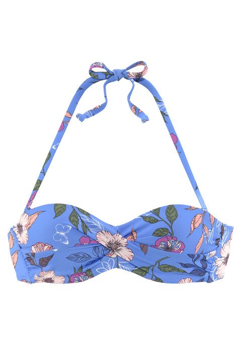 S.OLIVER Bügel-Bandeau-Bikini-Top Damen blau-bedruckt Gr.34 Cup B