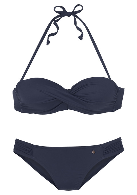 S.OLIVER Bügel-Bandeau-Bikini Damen marine Gr.34 Cup D