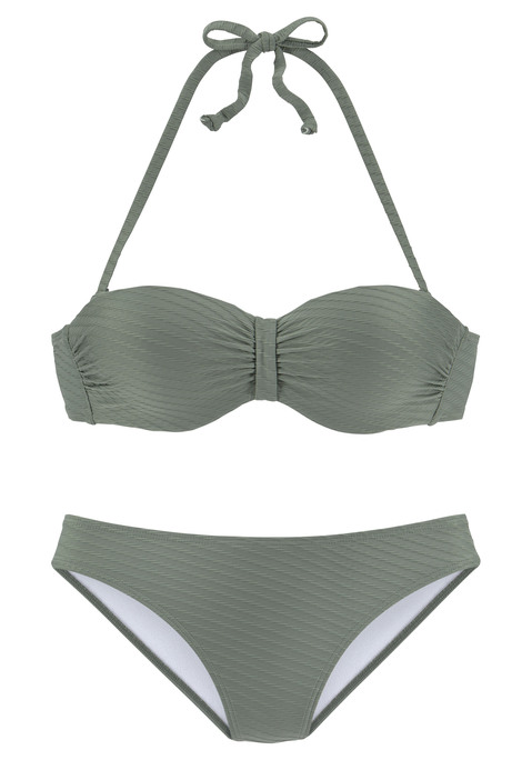 S.OLIVER Bügel-Bandeau-Bikini Damen oliv Gr.38 Cup B