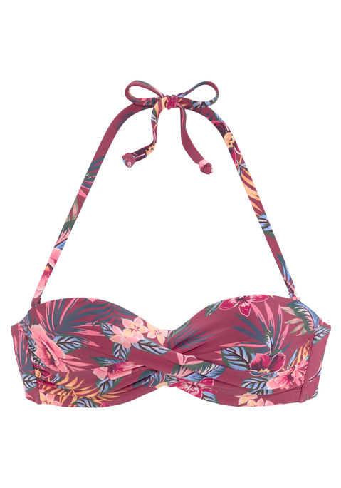 S.OLIVER Bügel-Bandeau-Bikini-Top Damen rostrot-bedruckt Gr.32 Cup A