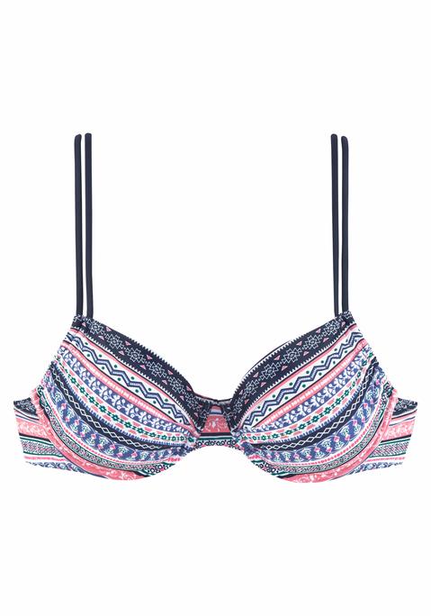 S.OLIVER Bügel-Bikini-Top Damen blau-rosé-gestreift Gr.36 Cup E