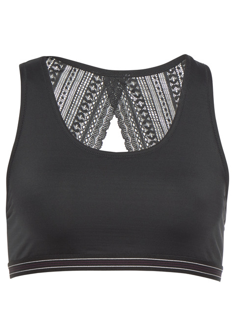 Bild: Bustier von s.Oliver: Lässt jeden Rücken bezaubernd aussehen: das superweiche Bustier von s.Oliver Red Label. Die grafische Spitze hinten ist transparent und bringt deinen Rücken durch den raffinierten Schnitt zur Geltung. Der tiefe Rundhalsausschnitt fügt sich perfekt in das feminine Design des bügellosen BHs ein. Für einen optimalen Halt sorgen die breiten Träger und das gewebte Unterbrustband, das im kontrastierenden Streifendesign gehalten ist. Das softe Material mit Stretchanteil trägt sich angenehm und macht jede deiner Bewegungen mit. Das Bustier von s.Oliver Red Label bezaubert auf ganzer Linie.