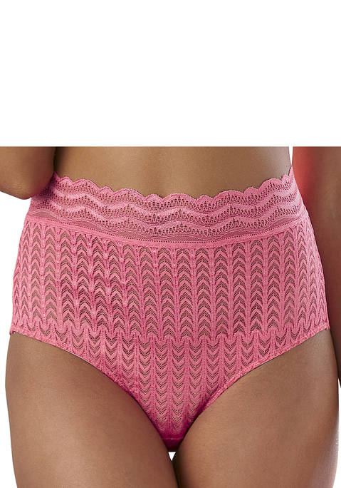 Bild: High-Waist-Slip von s.Oliver: Femininer High-Waist-Slip mit breitem Bund in gewellter Optik. Rundherum aus graphischer, dezent transparenter Spitze. Hohe und abdeckende Passform für ein tolles Tragegefühl. Mit eingearbeitetem Baumwollzwickel. Mit passenden BH's aus der gleichen Serie erhältlich. Aus 90% Polyamid, 10% Elasthan,