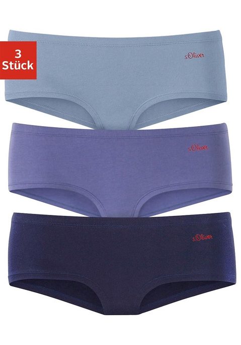 Bild: Hipster von s.Oliver: s.Oliver Hipster im praktischen 3er-Pack. Mit rotem Logodruck an der Seite. Aus hochwertiger Baumwoll-Stretch-Qualität.