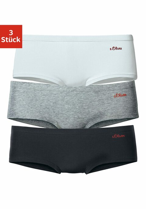 Bild: Hipster von s.Oliver: s.Oliver Hipster im praktischen 3er-Pack. Mit rotem Logodruck an der Seite. Aus hochwertiger Baumwoll-Stretch-Qualität.