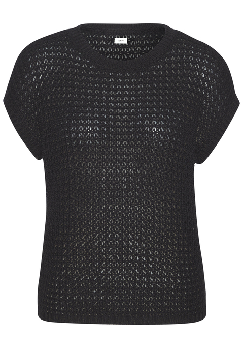 Bild: Kurzarmpullover von s.Oliver: Unfarbener Kurzarmpullover von s.Oliver mit weitem Rundhalsausschnitt und feinen Rippbündchen an Hals und Saum. Gerade, hüftlange Passform. Leicht transparent und sommerlich – ideal für Strandtage, Festivals oder den City-Look. Figurumschmeichelnd und bequem. Schön zu Jeans und lässigen Sommerhosen. Weiche Qualität.