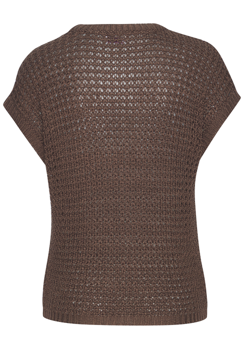 Bild: Kurzarmpullover von s.Oliver: Unfarbener Kurzarmpullover von s.Oliver mit weitem Rundhalsausschnitt und feinen Rippbündchen an Hals und Saum. Gerade, hüftlange Passform. Leicht transparent und sommerlich – ideal für Strandtage, Festivals oder den City-Look. Figurumschmeichelnd und bequem. Schön zu Jeans und lässigen Sommerhosen. Weiche Qualität.