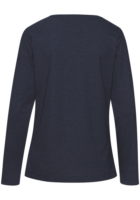 Bild: Langarmshirt von s.Oliver: Meliertes Langarmshirt von s.Oliver mit Blumenstickerei vorn. Rundhalsausschnitt und bequeme Passform. Weicher Single-Jersey aus Baumwollmischung.