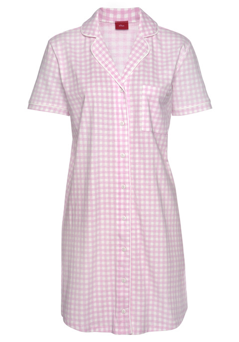 S.OLIVER Damen Nachthemd rosa-kariert Gr.32/34