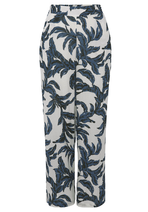Bild: Palazzohose von s.Oliver: Palazzohose von S.Oliver mit Alloverprint – jedes Teil ein Unikat. Taillenhoher Bund mit glatter Vorderseite und rückseitigem Gummizug innen. Seitliche Eingrifftaschen. Weiter Schnitt. Leichter Webstoff aus Viskose.