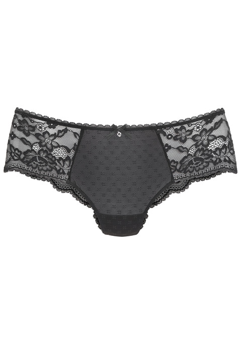 Bild: Panty von s.Oliver: Feminine Panty in abdeckender Schnittform. Aus zarter Jacquardspitze und feinem Soft-Mesh. Mit feiner Zierschleife und edlem Glitzeraccessoire. Mit eingearbeitetem Baumwollzwickel. Passende BHs aus der gleichen Serie erhältlich. Aus 87% Polyamid, 13% Elasthan.
