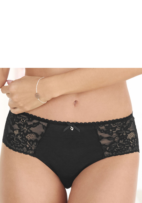 Bild: Panty von s.Oliver: Feminine Panty in abdeckender Schnittform. Aus zarter Jacquardspitze und feinem Soft-Mesh. Mit feiner Zierschleife und edlem Glitzeraccessoire. Mit eingearbeitetem Baumwollzwickel. Passende BHs aus der gleichen Serie erhältlich. Aus 87% Polyamid, 13% Elasthan.