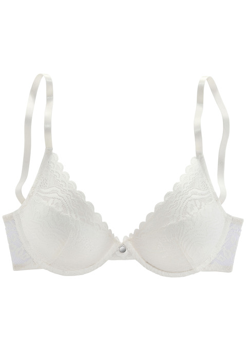 Bild: Push-up-BH von s.Oliver: Femininer Push-up-BH mit Bügel und herausnehmbaren Kissen - für ein tolles Dekolleté. Rundherum aus hübscher Spitze in blumiger Optik. Mit modischem Accessoire in der vorderen Mitte. Individuell verstellbare Träger sowie Rückenverschluss. Passendes Unterteil aus der gleichen Serie erhältlich. Obermaterial: 60% Polyamid, 35% Polyester, 5% Elasthan.