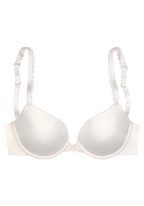 Bild: Push-up-BH von s.Oliver: Basic-Push-up-BH mit nahtlos vorgeformten Cups und Bügel. Aus 4-way-Stretchmaterial- nichts zeichnet sich ab und die Cups passen sich perfekt an. Integrierte Push-up-Kissen zaubern ein tolles Dekolleté. Feine Träger mit graphischer Spitze verziert. Träger und Rückenverschluss sind individuell verstellbar. Mit passendem Unterteil aus der gleichen Serie erhältlich. Obermaterial: 71% Polyamid, 17% Polyester, 12% Elasthan.