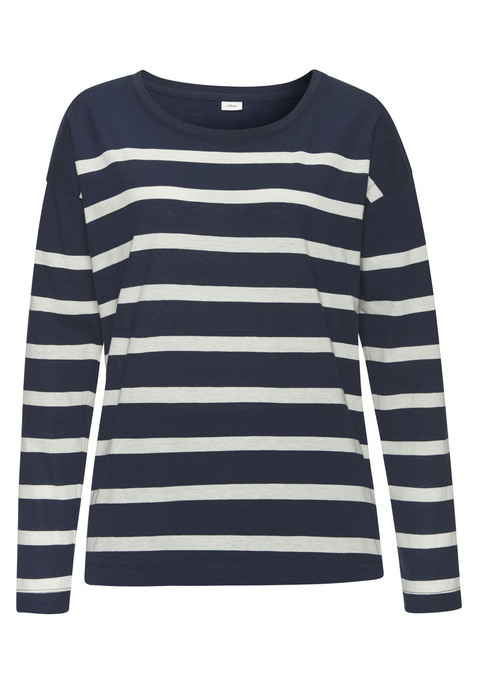 Bild: Pyjama von s.Oliver: Schöner Pyjama von s.Oliver. Gestreiftes Longsleeve mit Rundhalsausschnitt. Lange Hose mit seitlichen Eingrifftaschen. Angenehm weiche Baumwollmischqualität.