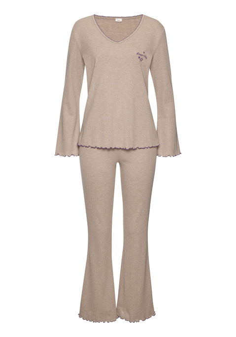 S.OLIVER Damen Pyjama nougat meliert Gr.40/42