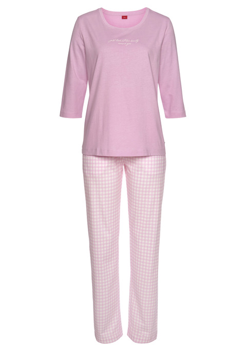 S.OLIVER Damen Pyjama rosa-kariert Gr.32/34