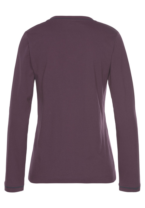 Bild: Pyjamaoberteil von s.Oliver: Bequemes Langarmshirt von S.Oliver in Unifarben mit Paspeldetails an den Abschlüssen und V-Ausschnitt. In einer weichen Single-Jersey Qualität aus 100% Baumwolle.