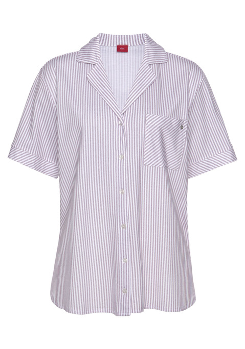 Bild: Pyjamaoberteil von s.Oliver: Klassisches kurzärmeliges Pyjamaoberteil von s.Oliver. Mit Reverskragen, Knopfleiste und aufgesetzter Brusttasche. Weiche Single-Jersey-Qualität aus 50% Baumwolle, 50% Viskose.