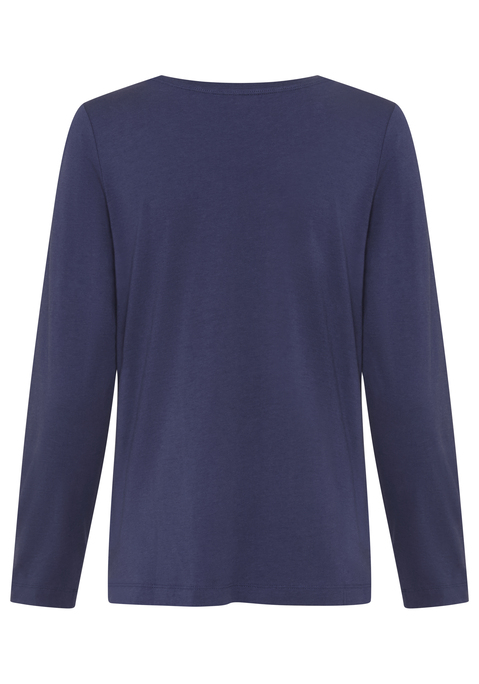Bild: Pyjamaoberteil von s.Oliver: Bequemes Langarmshirt von s.Oliver mit langen Ärmeln, Rundhalsausschnitt und einem kleinen Frontprint vorn. In weicher Single Jersey Qualität aus  50% Baumwolle, 50% Viskose.