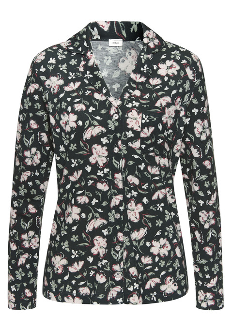 Bild: Pyjamaoberteil von s.Oliver: Mit tollem Alloverprint: klassisches Pyjamaoberteil von s.Oliver. Mit aufgesetzter Brusttasche und durchgehender Knopfleiste. Behaglicher Materialmix aus Baumwolle und Viskose. Single-Jersey: angenehm leicht auf der Haut.