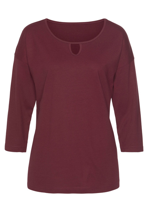 Bild: Pyjamaoberteil von s.Oliver: Bequemes Shirt von s.Oliver in Unifarben mit mit 3/4-Ärmeln, V-Cut am Rundhalsausschnitt, In weicher Single Jersey-Qualität aus Baumwollmix.