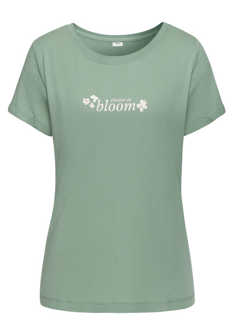Bild: Pyjamaoberteil von s.Oliver: Attraktives Schlaf-T-Shirt  von s.Oliver mit kleinem Print auf der Vorderseite und klassischem Rundhalsausschnitt. Schöne Basic-Passform, ideal für erholsamen Schlaf. Hoher Tragekomfort dank angenehmem Single-Jersey in Baumwoll-Viskose-Qualität.