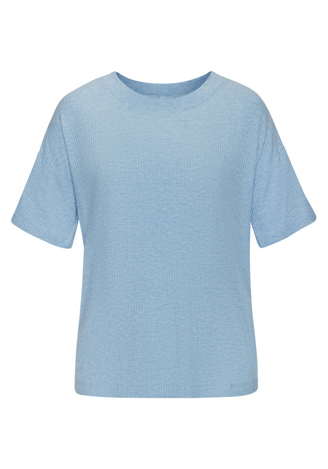 Bild: Pyjamaoberteil von s.Oliver: Schlichtes Schlafshirt von s.Oliver. Trageangenehme Rippware. Unifarben. Rundhalsausschnitt. Überschnittene Schultern, kurze Ärmel. Weiche Viskose-Mischung in 4x4 Rippe