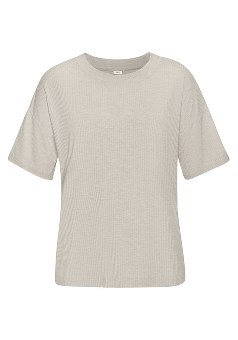 Bild: Pyjamaoberteil von s.Oliver: Schlichtes Schlafshirt von s.Oliver. Trageangenehme Rippware. Unifarben. Rundhalsausschnitt. Überschnittene Schultern, kurze Ärmel. Weiche Viskose-Mischung in 4x4 Rippe