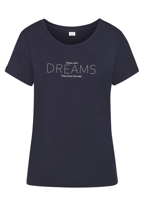 Bild: Pyjamaoberteil von s.Oliver: T-Shirt mit Schriftzugprint vorn von s.Oliver. Mit Rundhalsausschnitt. Leger weit geschnitten. Trageangenehme Baumwoll-Viskose-Mischung.