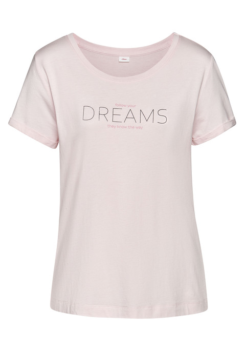 Bild: Pyjamaoberteil von s.Oliver: T-Shirt mit Schriftzugprint vorn von s.Oliver. Mit Rundhalsausschnitt. Leger weit geschnitten. Trageangenehme Baumwoll-Viskose-Mischung.