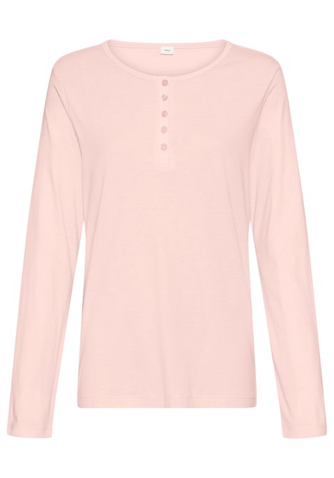 Bild: Pyjamaoberteil von s.Oliver: Pyjamaoberteil von s.Oliver mit Rundhalsausschnitt. Mit Knopfleiste mit 5 gebrandeten Knöpfen. Single-Jersey Qualität aus Baumwollmischung.