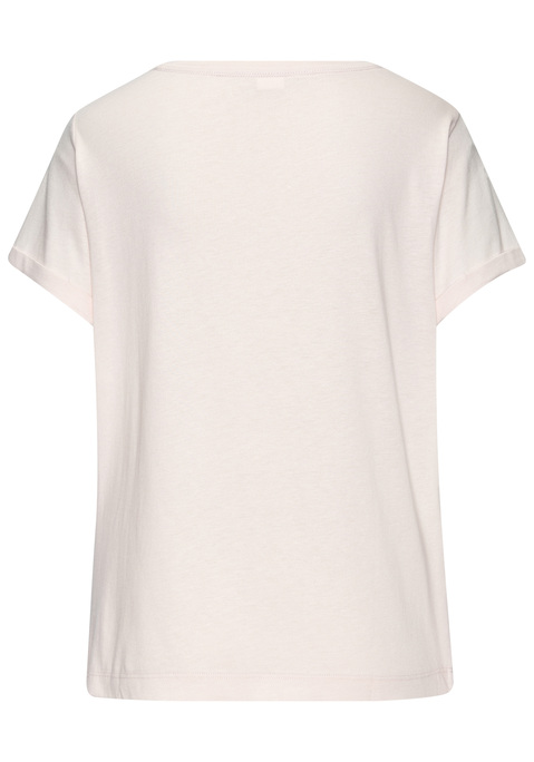 Bild: Pyjamaoberteil von s.Oliver: Hübsches T-Shirt von s.Oliver mit kurzen Ärmeln mit kleinem Aufschlag. Auffälliger Schriftzug vorn. Aus einer weichen Viskose-Baumwoll-Mischung.