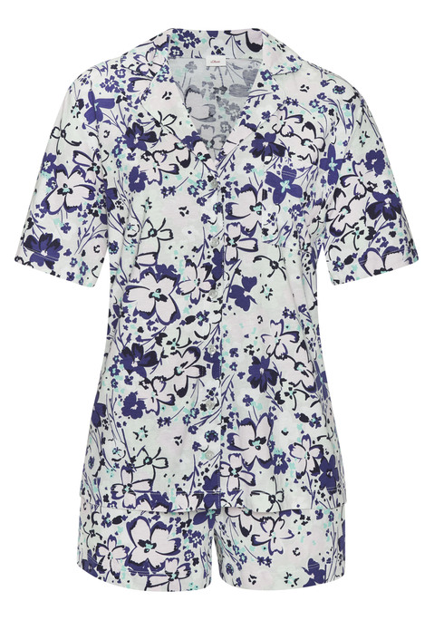 Bild: Shorty von s.Oliver: Klassisch geschnittener Shorty von s.Oliver. Mit Allovermuster. Shirt mit Reverskragen, Kopfleiste und Brusttasche. Shorts mit elastischen Bund, Bindeband und Eingrifftaschen. Trageangenehmer Baumwollmix.