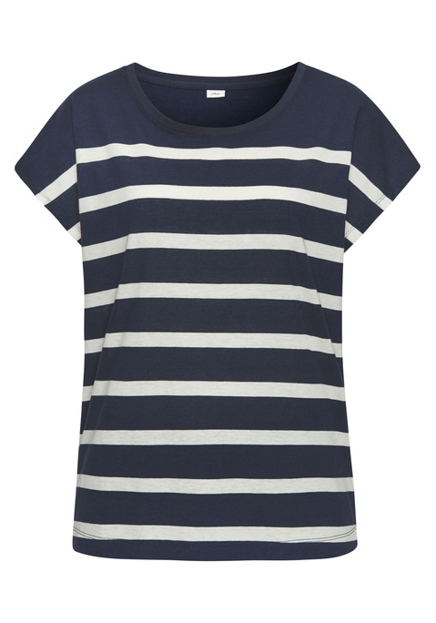 Bild: Shorty von s.Oliver: Bequemer Shorty von s.Oliver. Gestreiftes T-Shirt mit Rundhalsausschnitt. Shorts mit seitlichen Eingrifftaschen und Bindeband im Bund. Angenehme Baumwollmischqualität.